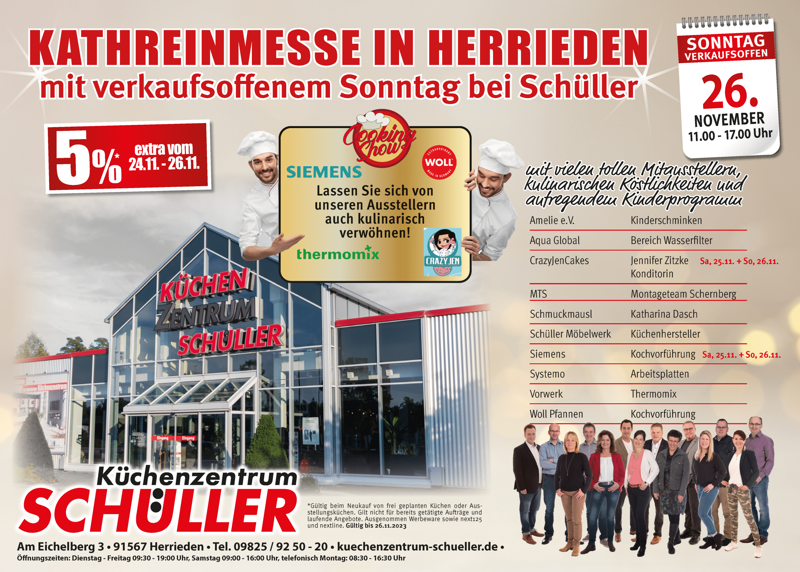 Kathreinmesse in Herrieden am 26. November von 11.00 bis 17.00 Uhr mit verkaufsoffenem Sonntag bei Schüller und vielen tollen Mitausstellern wie Amelie e.V., Aqua Global, CrazyJenCakes, MTS, Schuckmausl, Schüller Möbelwerk, Siemens, Systemo, Vorwerk, Woll Pfannen, sowie kulinarischen Köstlichkeiten und aufregendem Kinderprogramm