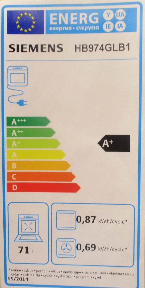 Energieeffizienzklasse A+ Backofen Siemens Koje 18
