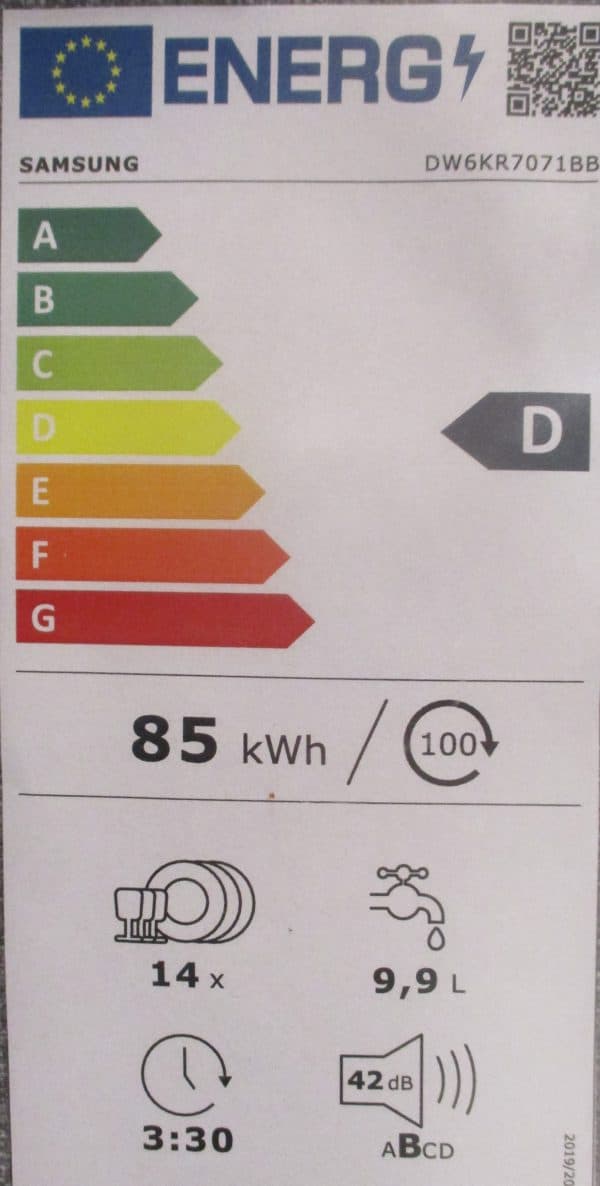 Energieeffizienzstufe D Geschirrspüler Samsung Koje 31