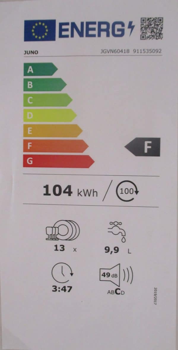 Energieeffizienzklasse F Geschirrspüler JUNO