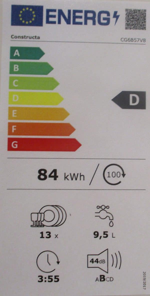 Energieeffizienzstufe D Geschirrspüler Constructa Koje 92