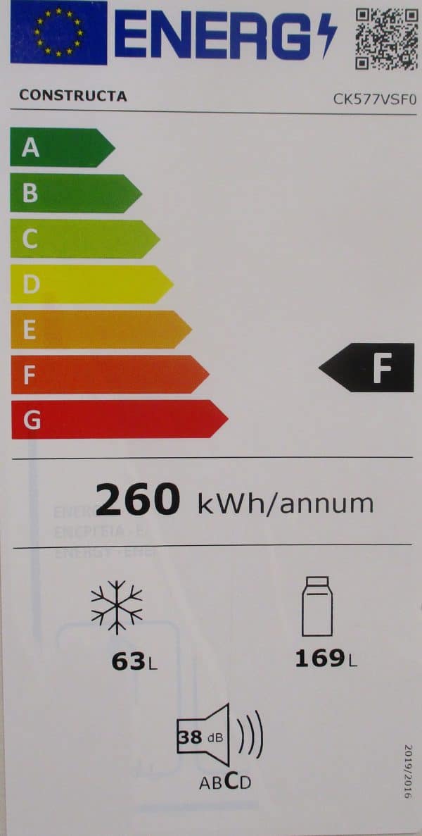 Energieeffizienzstufe F Kühl-Gefrierkombination Constructa Koje 92