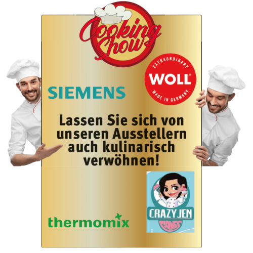Cooking Show mit Ausstellern von Woll, Siemens, CrazyJenCakes und thermomix